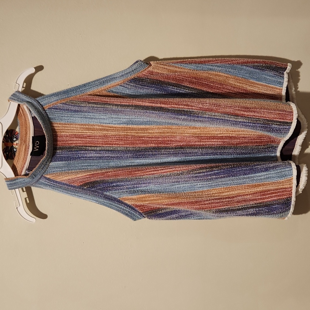 Anthropologie W5 Multi-Color Striped Halter Tank Top - Blue & Peach Stripe